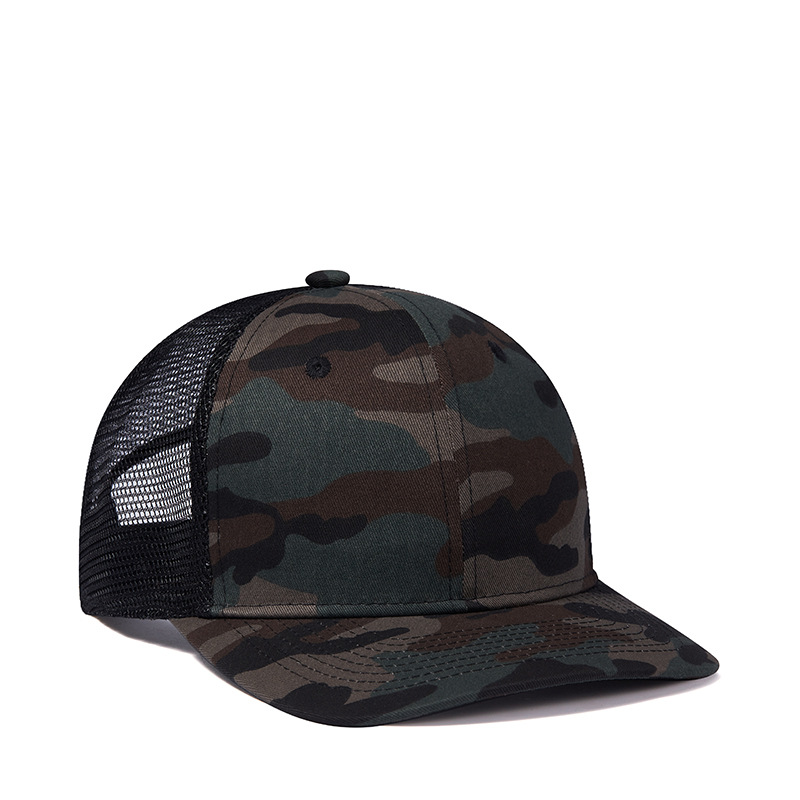 Pre-curve camo trucker hat right side
