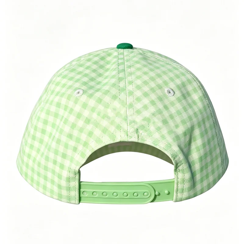 High Profile Bright Colored Checkered Bill Colorful Hat Adjustable Snapback Baseball Hat with Rope on Brim - Image 3