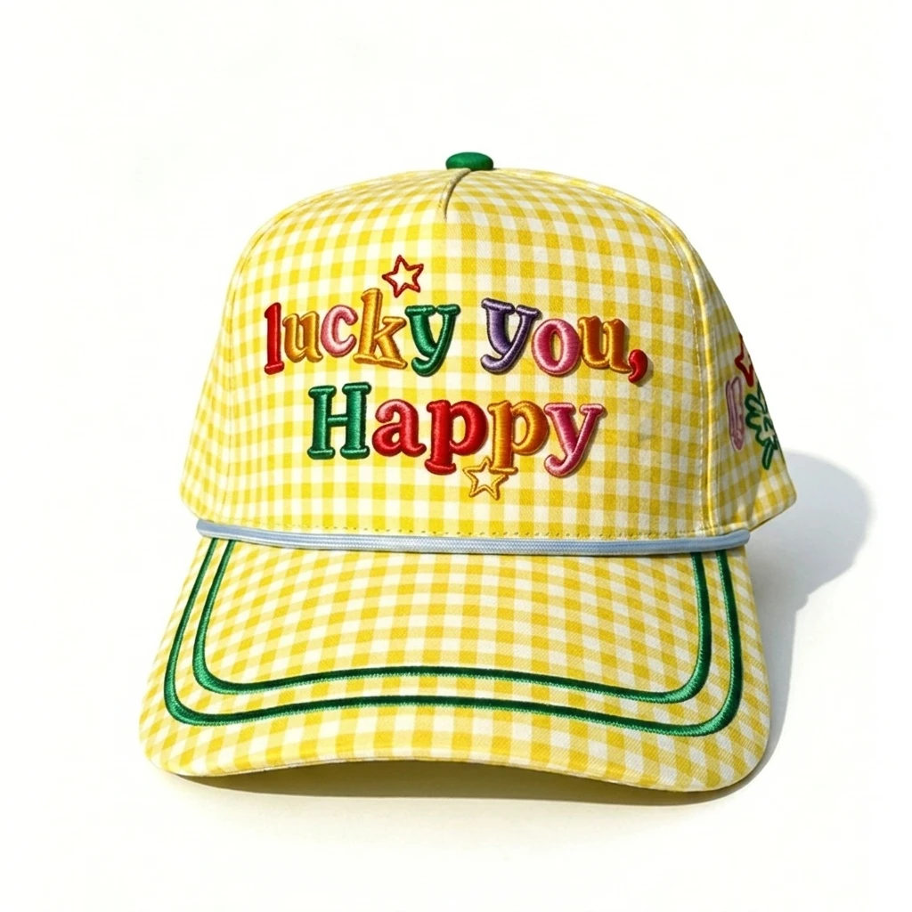 High Profile Bright Colored Checkered Bill Colorful Hat Adjustable Snapback Baseball Hat with Rope on Brim - Image 4