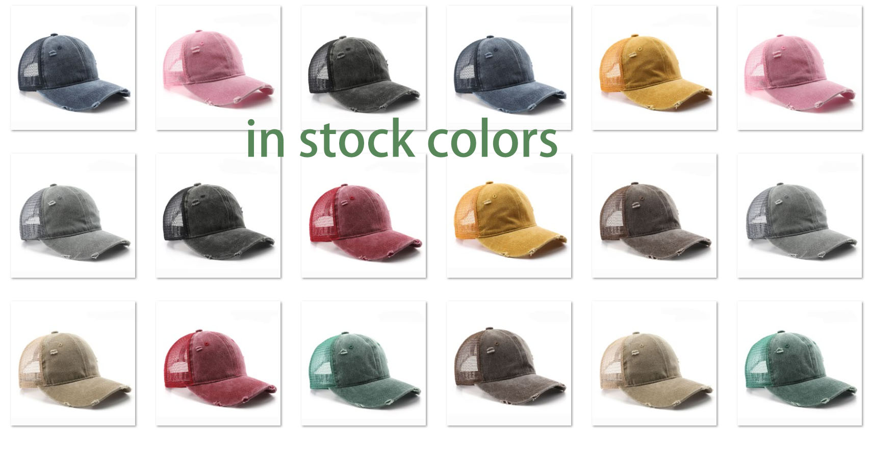 Vintage Washed Distressed Trucker Hat Unstructured Frayed Ripped Adjustable Snapback Retro Outdoor Mesh Cap - Image 2