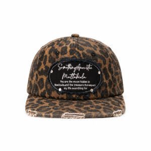 Leopard Print Distressed Dad Hat Frayed Edge Patch Label Streetwear Baseball Cap