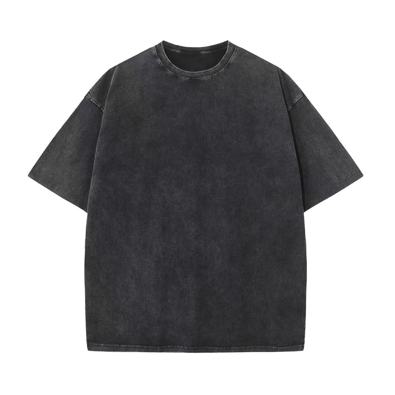 230g Cotton Blank Plain Tee Acid Stone Snow Wash Oversized Distressed T-shirts - Image 10