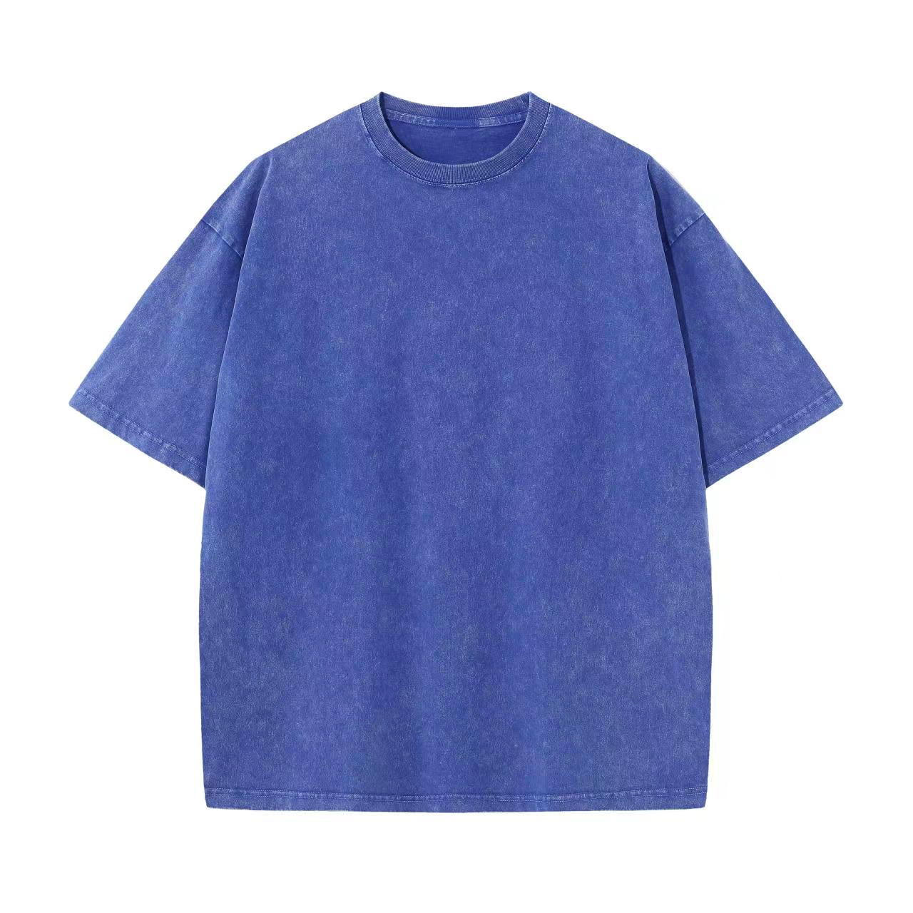 230g Cotton Blank Plain Tee Acid Stone Snow Wash Oversized Distressed T-shirts - Image 8