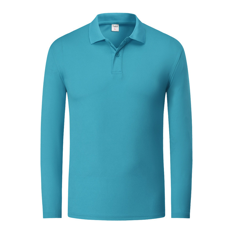 100% Polyester Quick Dry Long Sleeve Golf Polo Shirts Casual Blank Polo Tshirt for Men - Image 3