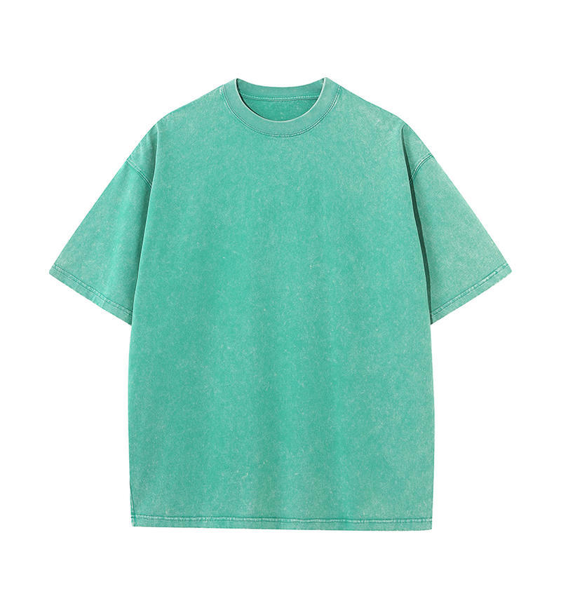 230g Cotton Blank Plain Tee Acid Stone Snow Wash Oversized Distressed T-shirts - Image 7