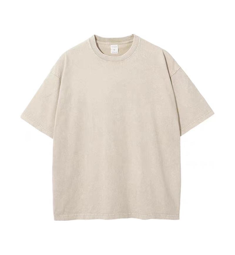 230g Cotton Blank Plain Tee Acid Stone Snow Wash Oversized Distressed T-shirts - Image 6