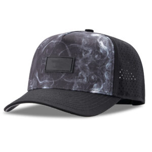 Custom Digital Water Camo Mesh Trucker Hat, Structured Sport Cap with Rubber Patch, Laser Perforated Sides, Support Custom Rubber Logo Patch, Ready Stock