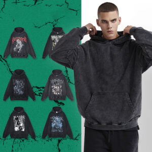Wax Acid Washed Hiphop Unisex Oversiz Black Blank Plain Hoodies