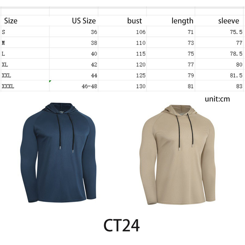US Size Custom Graphic Athletic Gym Top Blank Long Sleeve Quick Dry T-shirts Sport T Shirt with Hood - Image 3