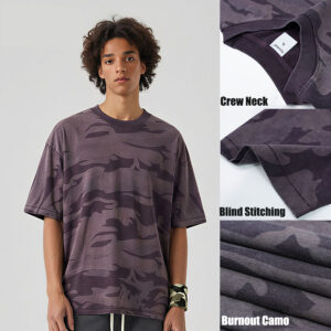 Custom Mens Vintage Heavyweight 275g Cotton Oversized Camo T Shirt