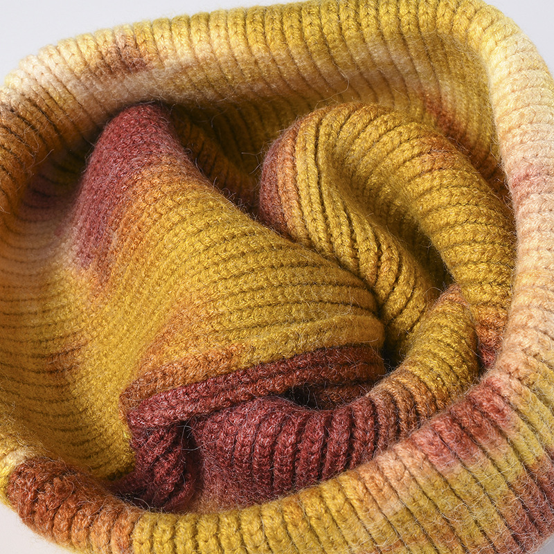 Streetwear Custom logo Ribbed Cuffed Tie Dyed Knitted Beanie Hat - Image 4