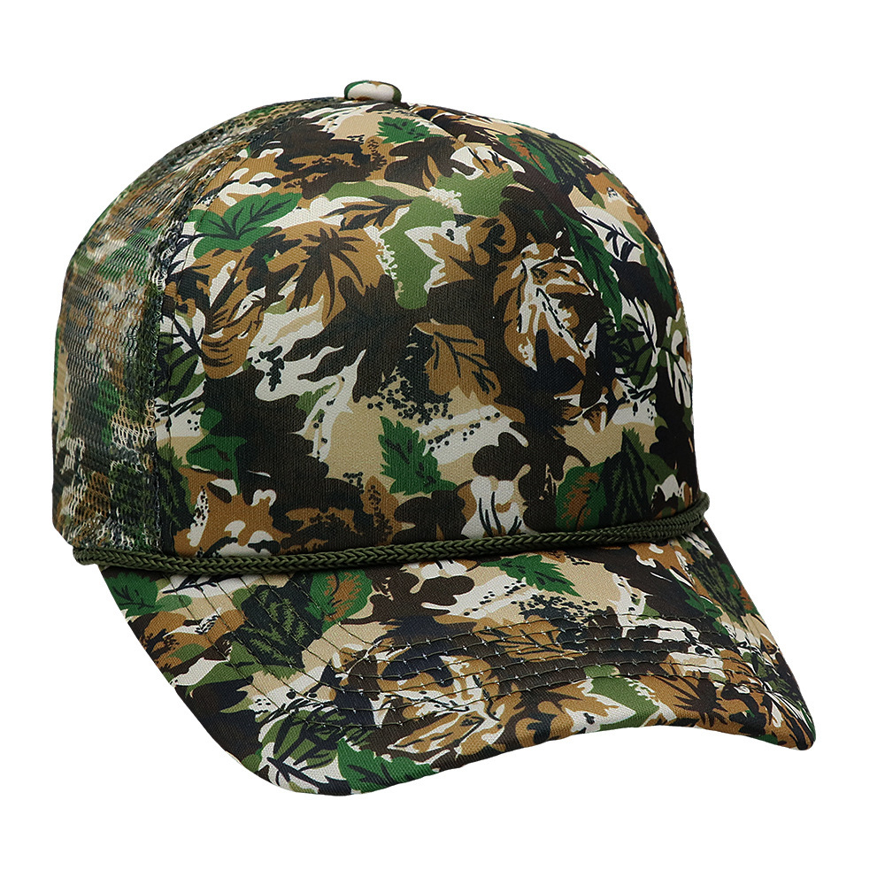 Wholesale Print Mesh Trucker Cap Men Woman Streetwear Green Leaf Camo Foam Mesh Trucker Hats - Image 6