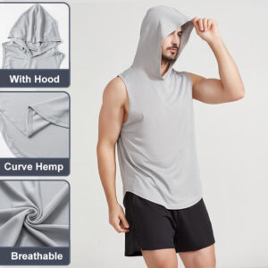Quick Drying Vest Polyester Sports Athletic Shirt Tank Top Sleeveless Vests with Hood