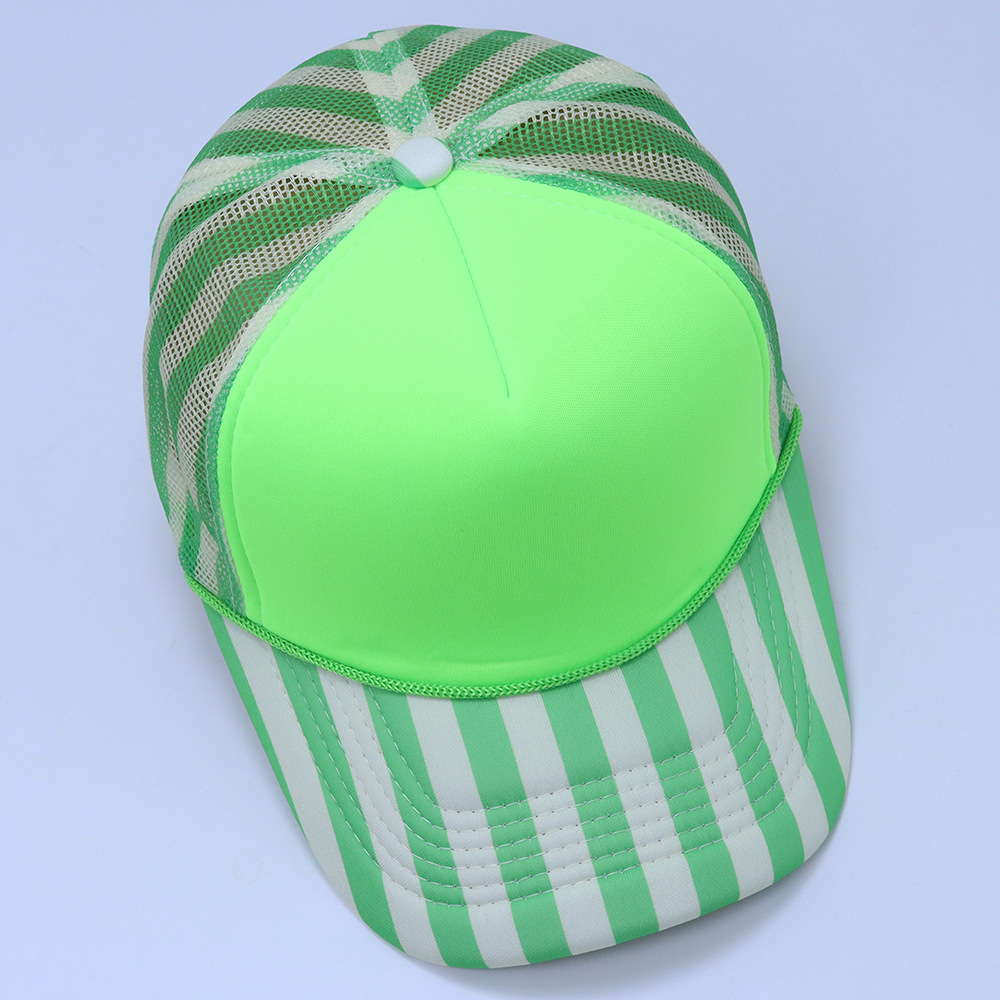 Classic Printed Side Stripe Mesh Polkadot Trucker Hat Cap Gorra Blank Striped Bill Rope Foam Trucker Hat - Image 9