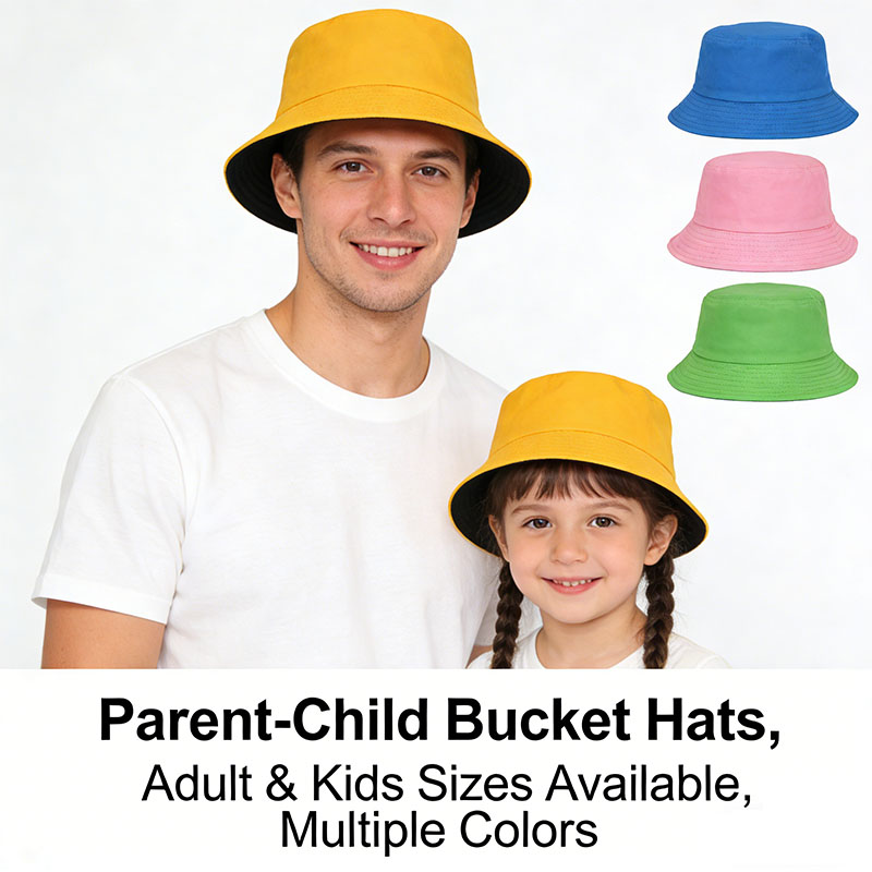 Adult Kid Size Reversible Cotton Bucket Hat