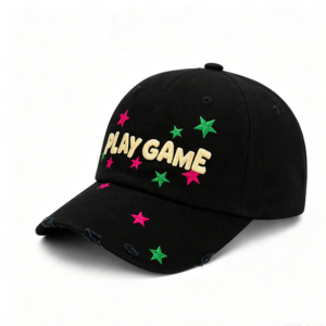 PLAY GAME Letter & Colorful Star Embroidery Curved Bill Streetwear Adjustable Baseball Cap