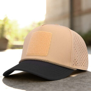 Structured Laser Perforated Tactical Baseball Cap, Quick‑Dry Ventilated Hat with Front Hook & Loop Patch Panel, Adjustable Snapback Outdoor Sport Operator Cap for Custom Patches