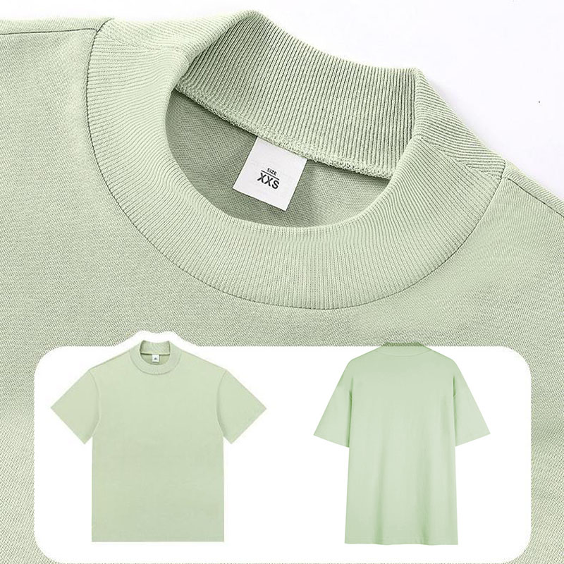 Small Rib Collar 280gsm Heavy Weight Pure Cotton Oversized Vintage Blank Tshirt for Men - Image 2