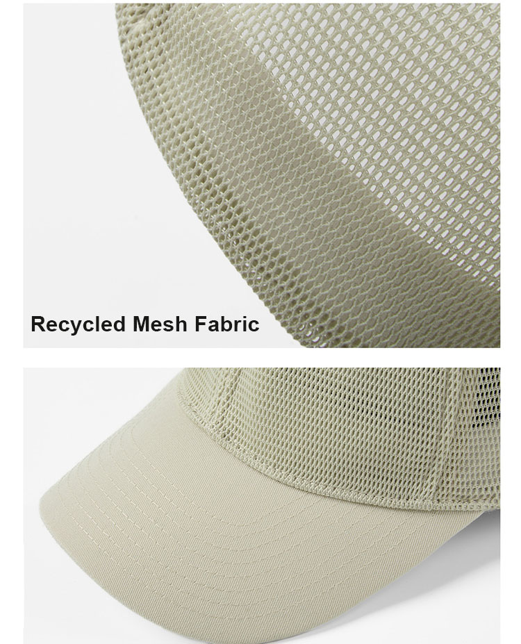 Eco-friendly Recycled Polyester 6 Panel Trucker Hat Custom Stretch Fit Mesh Casquette Fitted Baseball Hats - Image 3