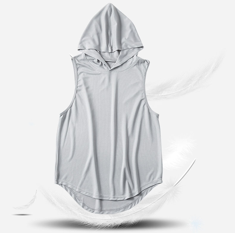 Unisex Blank Fitness Breathable Quick Drying Vest Athletic Shirt Tank Top Sleeveless Vests with Hood - Image 6