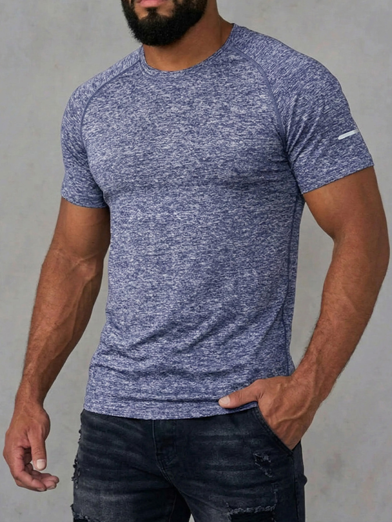 T-shirt Stretch Compression Tshirt Reflective Strap Performance Wrink Resistant Sport Running T Shirts - Image 3