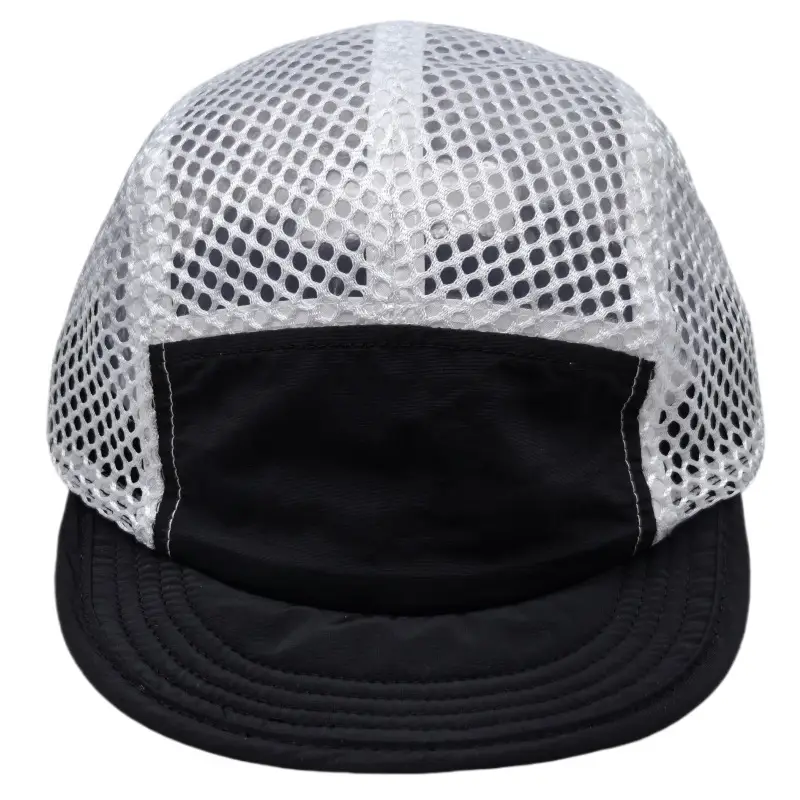 Breathable Big Hole Mesh Nylon 5 Panel Light Weight Soft Brim Sport Running Hats - Image 4