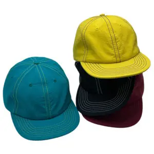 Flat Brim Unstructured Contrast Stitch Nylon Quick Dry Baseball Cap