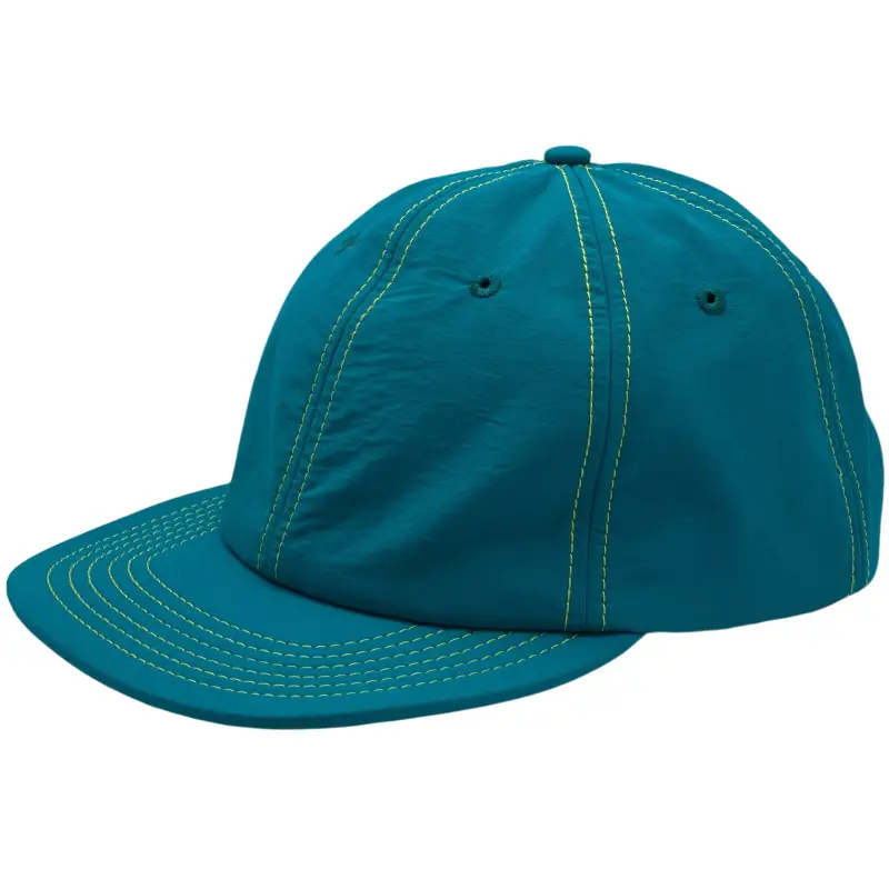 Flat Brim Unstructured Contrast Stitch Nylon Quick Dry Baseball Cap - Image 3